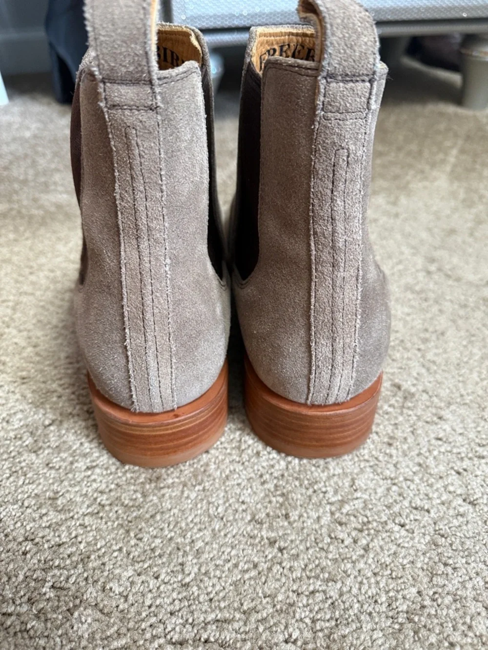 freebird Taupe Suede Chelsea Boots with Brown Elastic